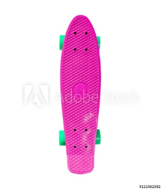 Picture of Pink plastic skateboard isolated on white background